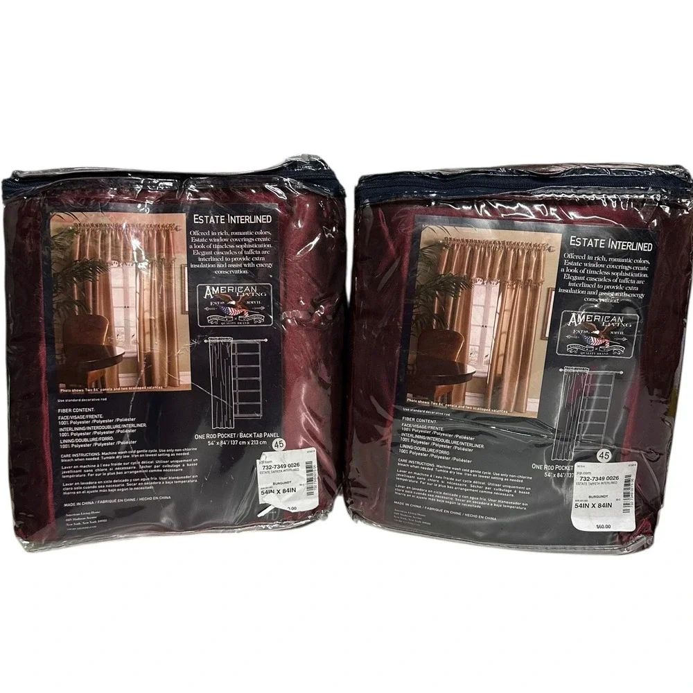 NEW‎ American Living Rod Pocket Panel Burgundy Estate Taffeta Interlined 54